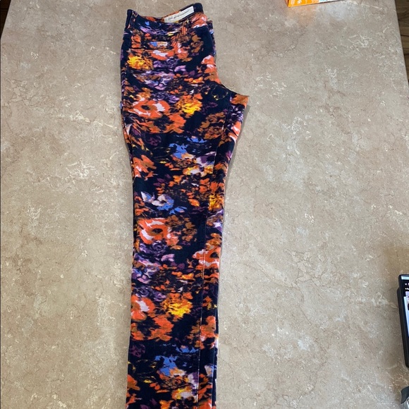 Anthropologie Pilcro and the Letterpress Orange and Purple Floral Stretch Jeans - Picture 5 of 6